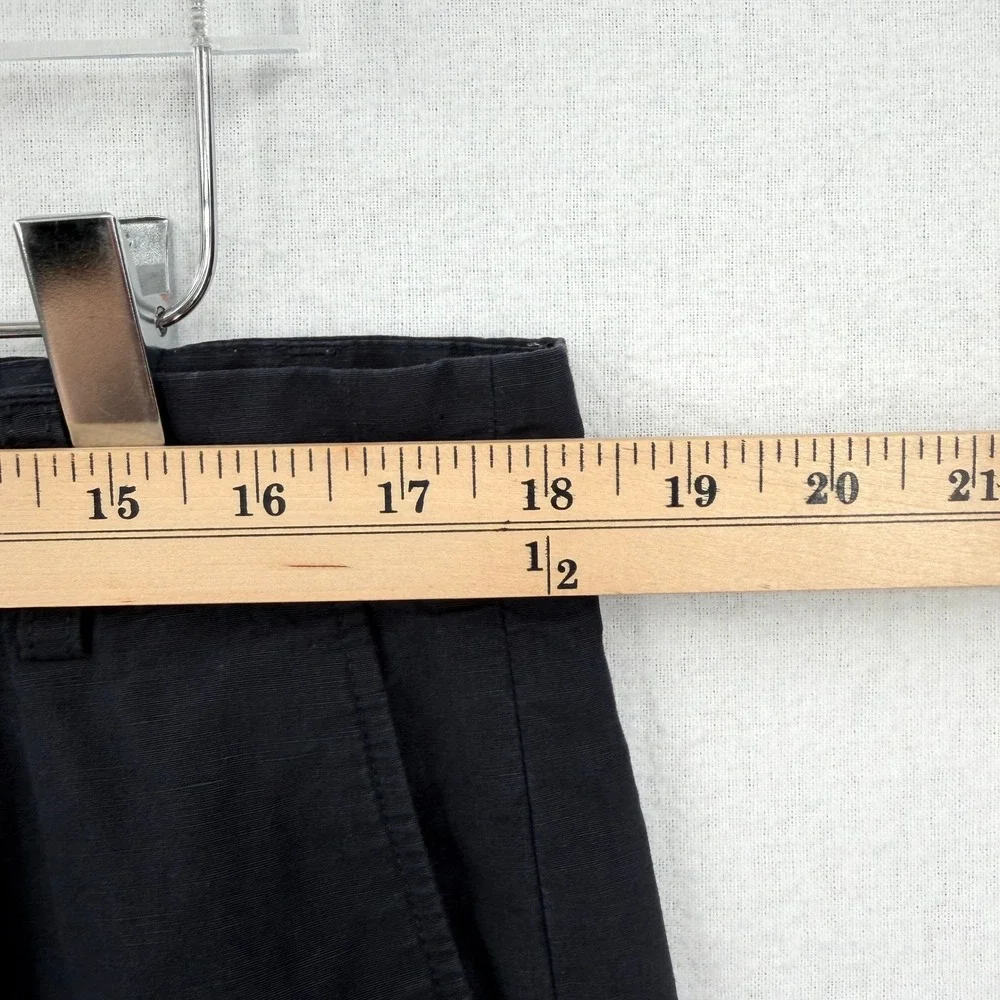 COS Linen Blend High Rise Pleated Pants Womens 14 Navy Blue Ankle Balloon